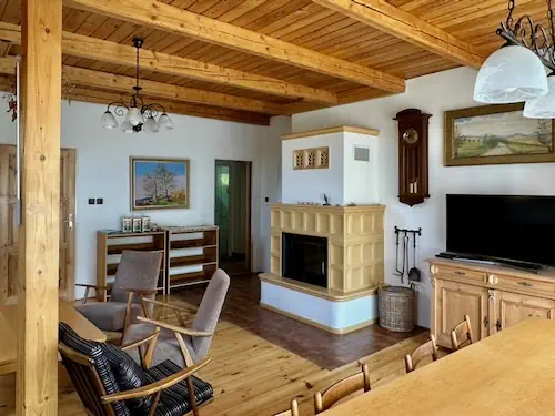 Living room with fireplace - large apartment