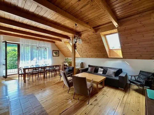 Living room with fireplace - large apartment